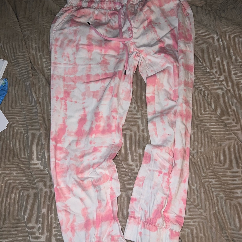Style & Co. Kids Pink and White Tie-Dye Joggers size m #553
